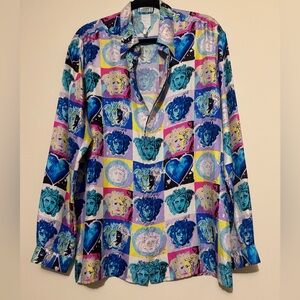 Very rare Gianni Versace Andy Warhol print Medusa head heart silk shirt vintage